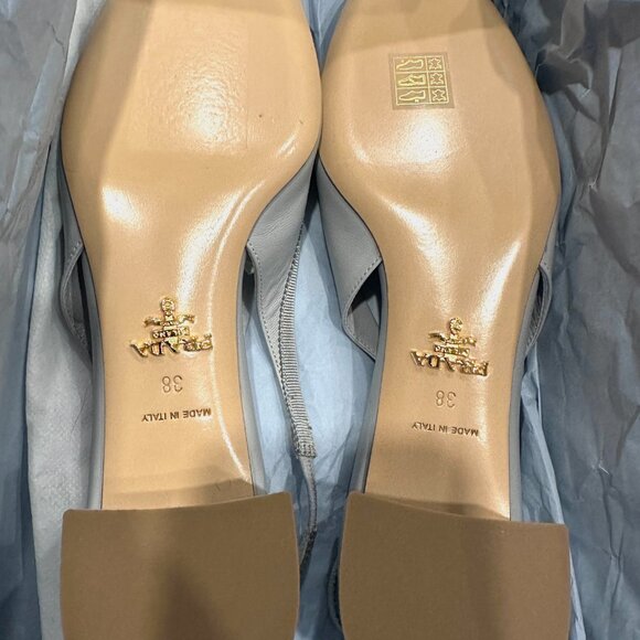 Prada Light Gray Slingback Sandals - Picture 15 of 16